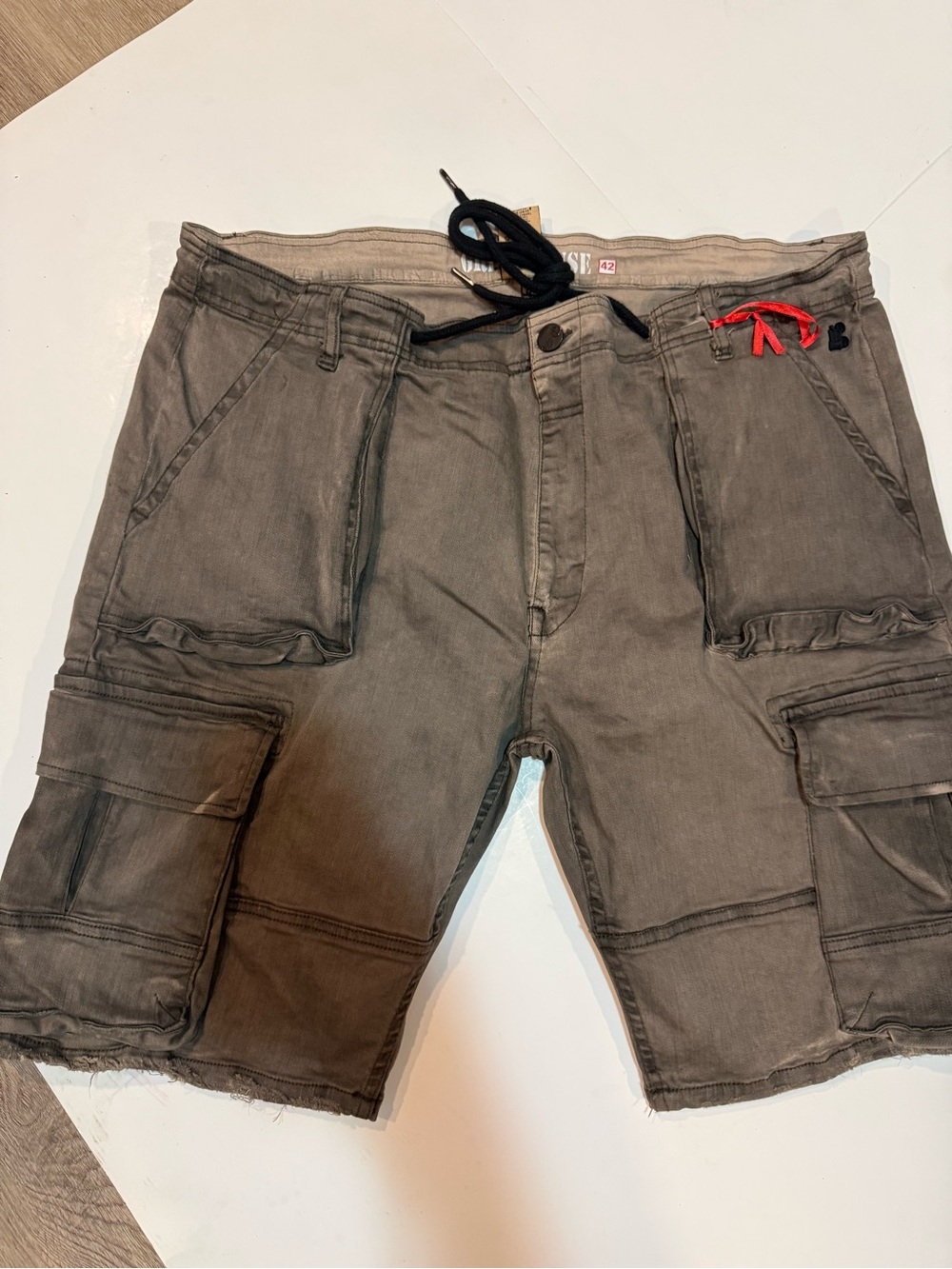 grindhouse /denim shorts /Gray Cargo Shorts with Drawstring